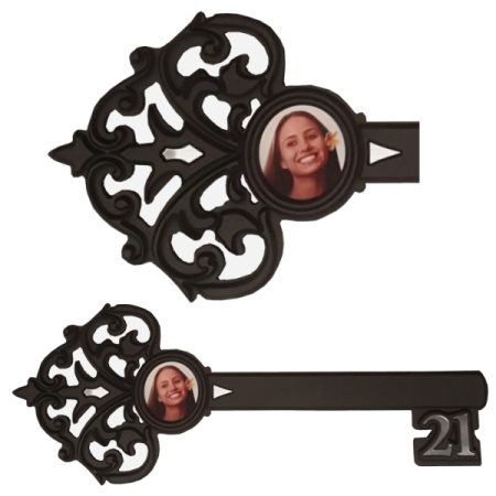 Black Antique Style 21st Key with Photo