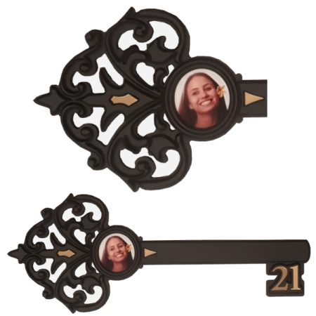 Black Antique Style 21st Key with Photo