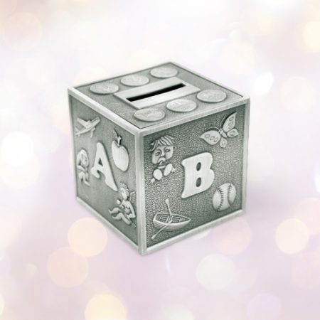 ABC Block - Pewter Money Box